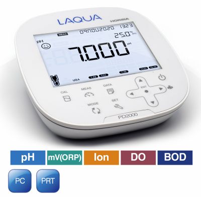Horiba LAQUA PD2000 pH/ORP/Ion/DO/BOD/temperature measuring device with mains adapter and operating instructions